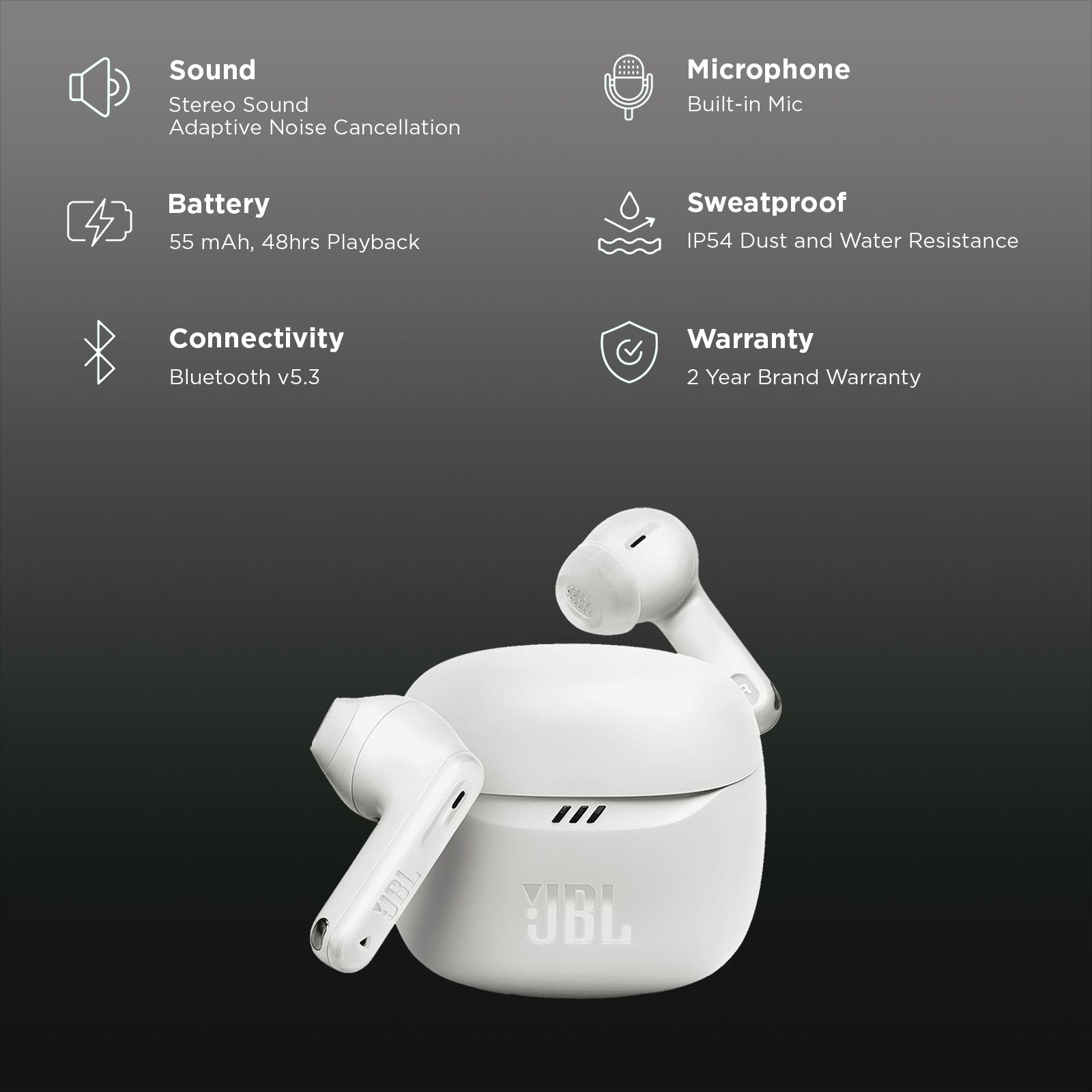 Buy JBL Tune Flex 2 JBLTFLEX2WHT TWS Earbuds with Adaptive Noise
